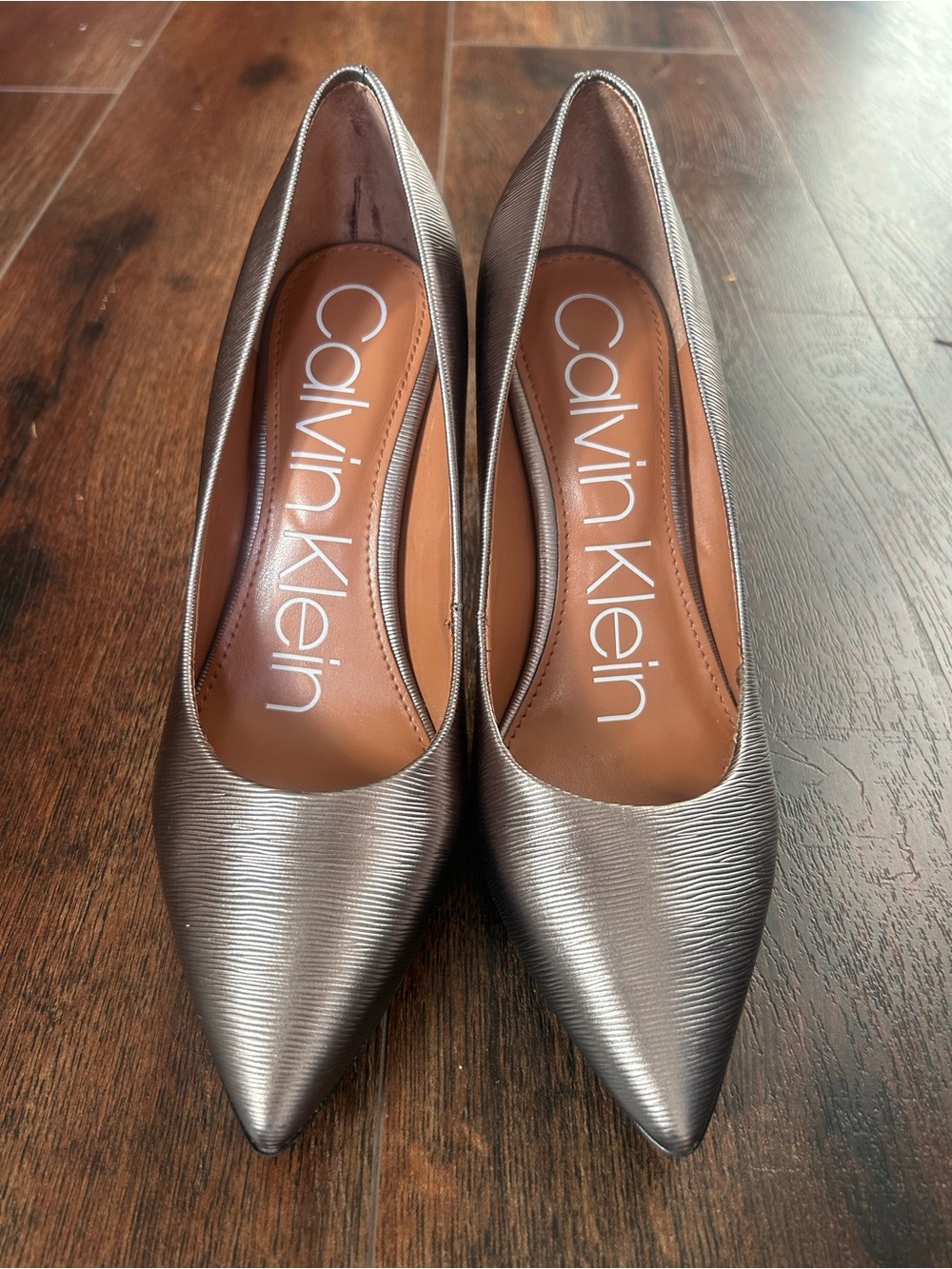 Calvin Klein Women's Metallic Silver Pointed-Toe Pumps